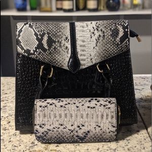 Black snake skin purse w/ matching wallet